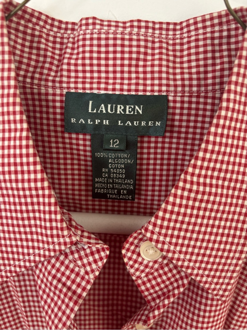 Lauren Ralph Lauren Red & White Gingham Button-Down Shirt - Picture 3 of 3